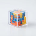 Transparent 3D maze cube with colorful internal maze
