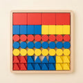 Wooden geometric block set in natural wood