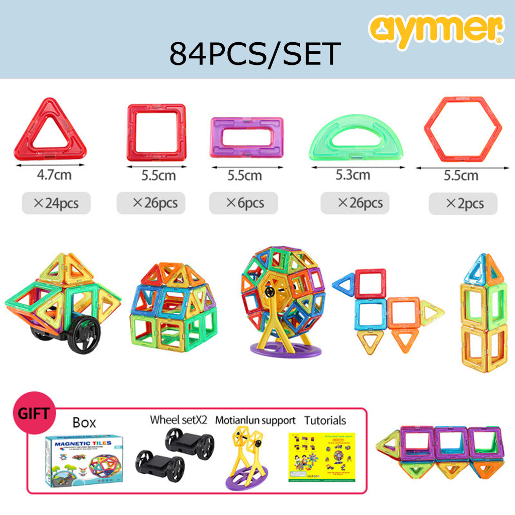 84 piece magnetic building tiles