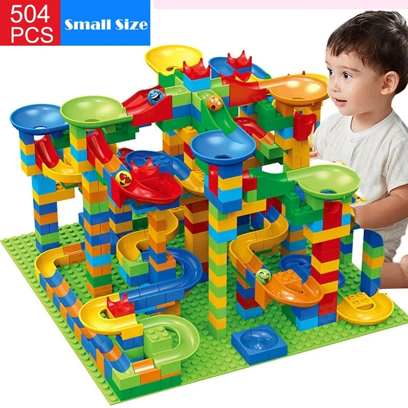 504 piece colorful marble run building set