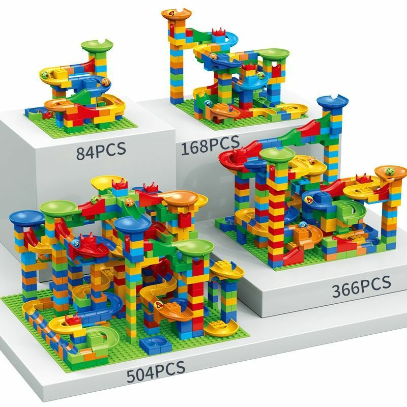 Marble run building blocks 84 168 366 504 piece sets