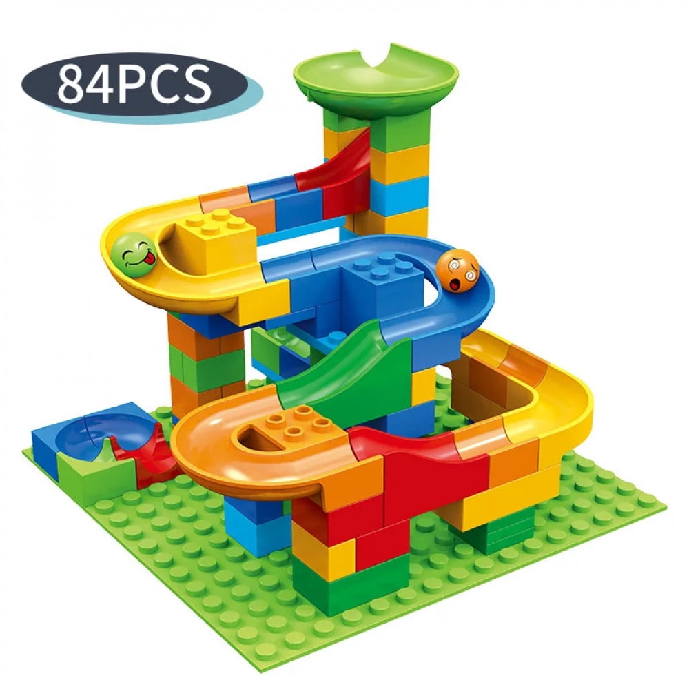 84 piece marble run building blocks maze ball track