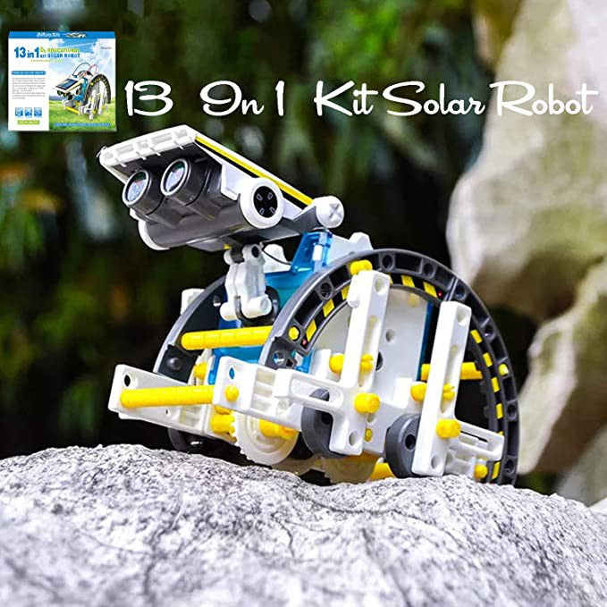 13-in-1 solar robot kit assembled model outdoors