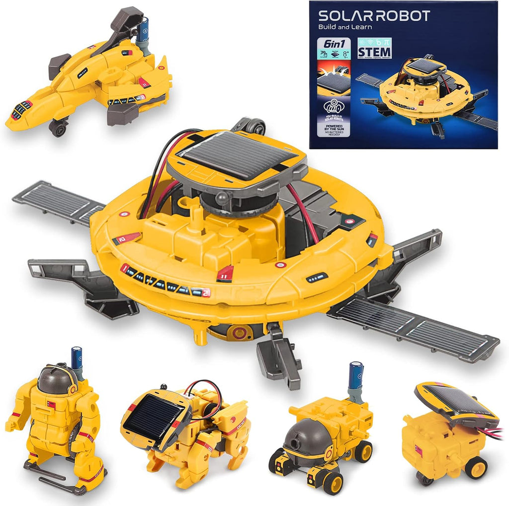 6-in-1 solar robot kit multiple yellow builds