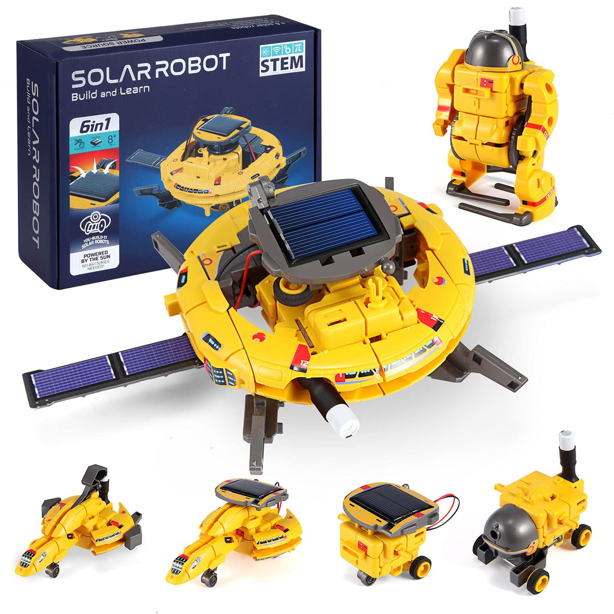 6-in-1 solar robot kit yellow models and box