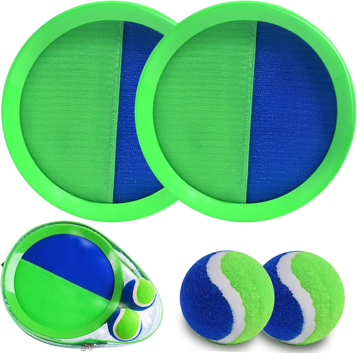 Green and blue sticky paddle catch set
