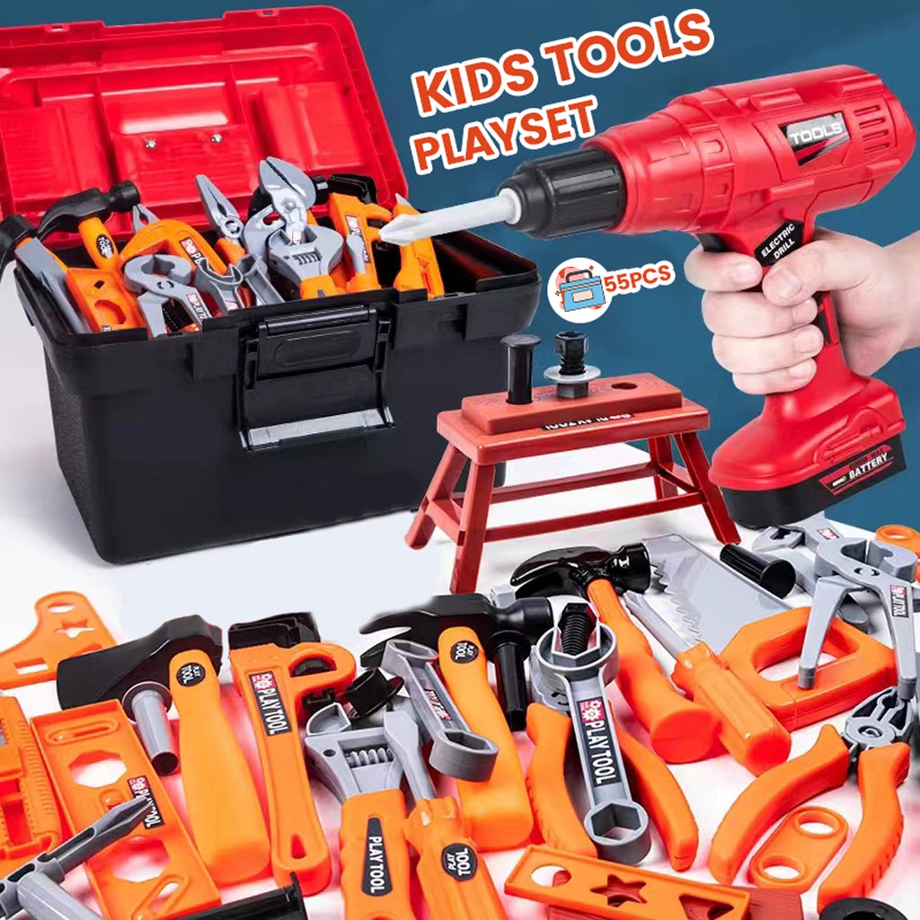 Kids tool set with electric drill and tools