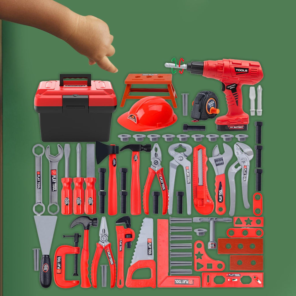 68-piece kids tool set with electric drill