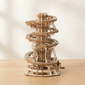 Wooden marble run spiral model assembled